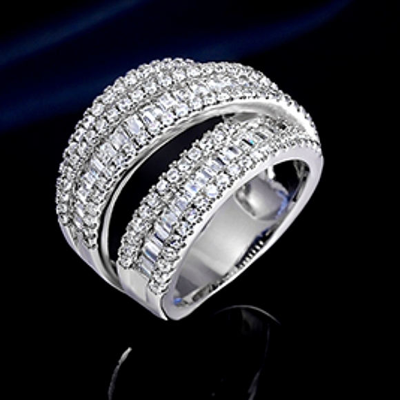 Extraordinary Blinged Out CZ Studded Triple Layer Ring - Picture 7 of 8
